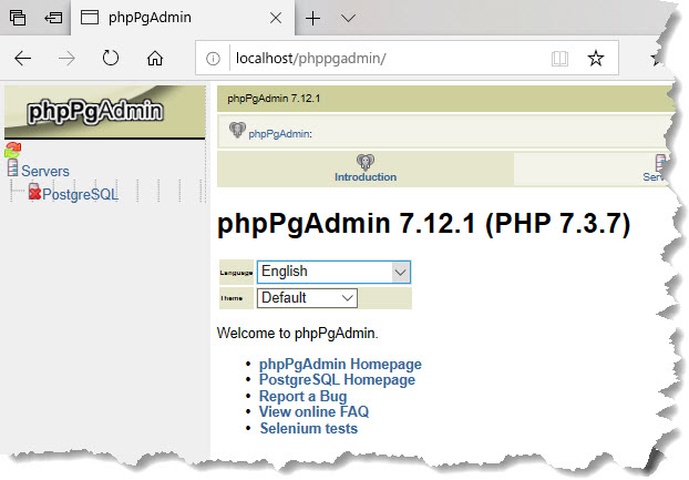 phpPgAdmin Welcome